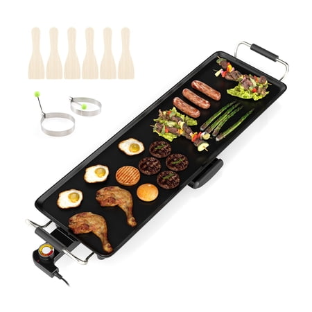 Electric Griddle BBQ Grill with Nonstick Cooking Surface and Adjustable Temperature, Large Flat Top Grill