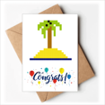 thumbnail image 1 of Summer Sail Coconut Tree Pixel Wedding Cards Congratulations Greeting Envelopes, 1 of 3