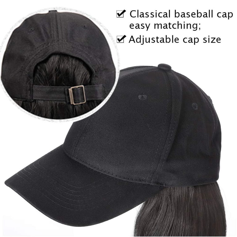 ✨NWT Baseball Cap Hair Extensions Adjustable Hat Long Straight Hair Black wig Aligament Baseball Cap Hair Straight Hair Hairstyle  main image 2