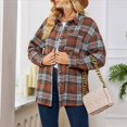 thumbnail image 4 of Abrigo de Lana Holgado con Bolsillos y Larga para Mujer, Estilo Casual de Otoño, A Cuadros Color Caramelo S, 4 of 9