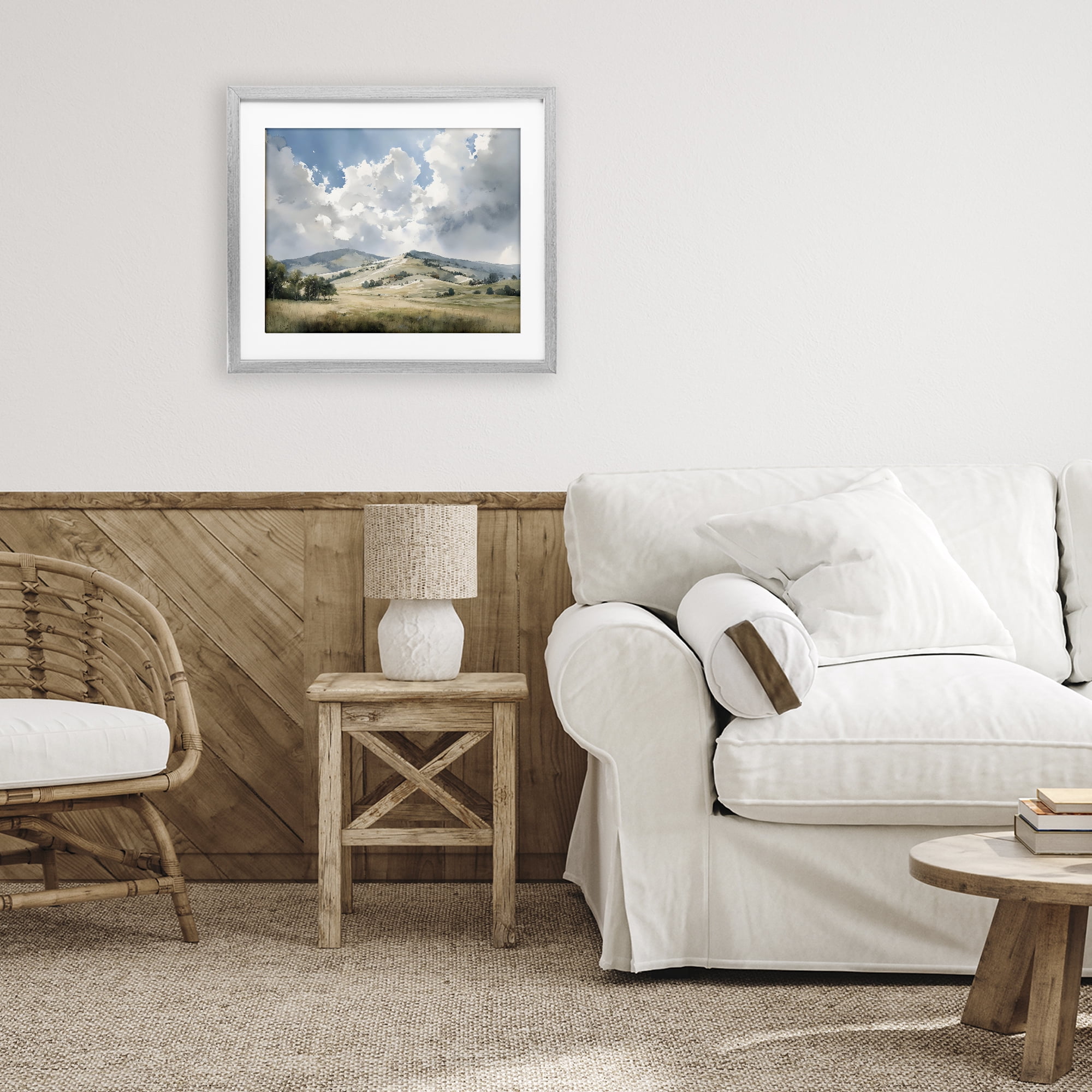 Stupell Industries Tranquil Hills Meadow Gray Framed Print Under Glass, design by Franklyn Gregory