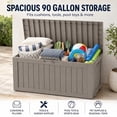 thumbnail image 6 of MINDYES 90 Gallon Outdoor Deck Box, Patio Storage Box with Gas Strut for Cushions, Holiday Decor & Garden Tools, Beige, 6 of 8