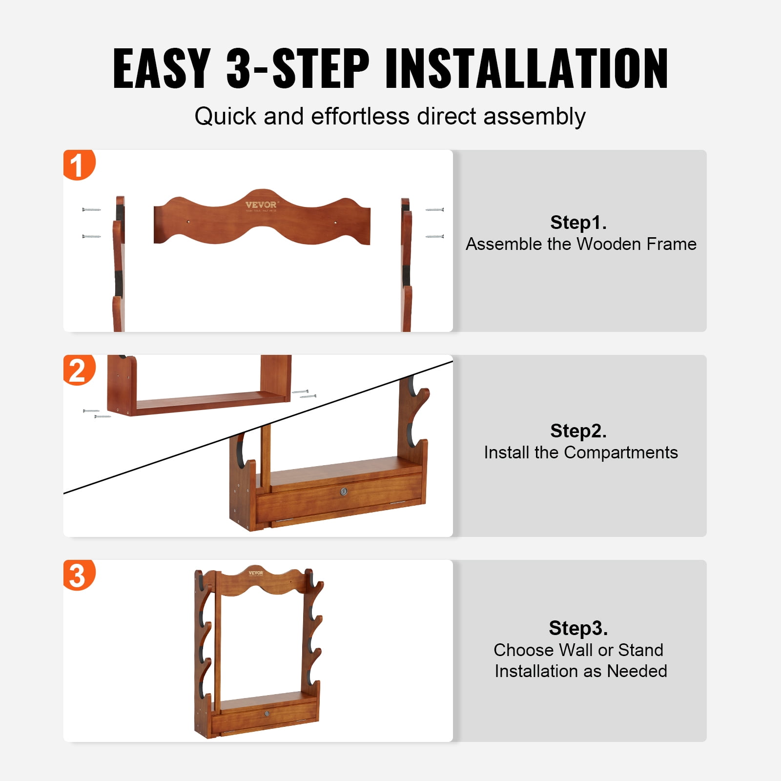 VEVOR Gun Rack, Wood Gun Rack Wall Mount, Gun Display Rack holds 4 Rifles, Shotguns, 132 lb Heavy Duty Wall Storage Display Rifle Rack with Soft Padding