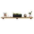 thumbnail image 2 of TEN49 Industrial Pipe Wood Wall Shelf - 60" Real Wooden Shelf w/ Special Walnut Color & 1.8" Extra Thickness - Modern Interior Decor Floating Shelving - Rustic Farmhouse Style Bookshelf - Set of 1, 2 of 7