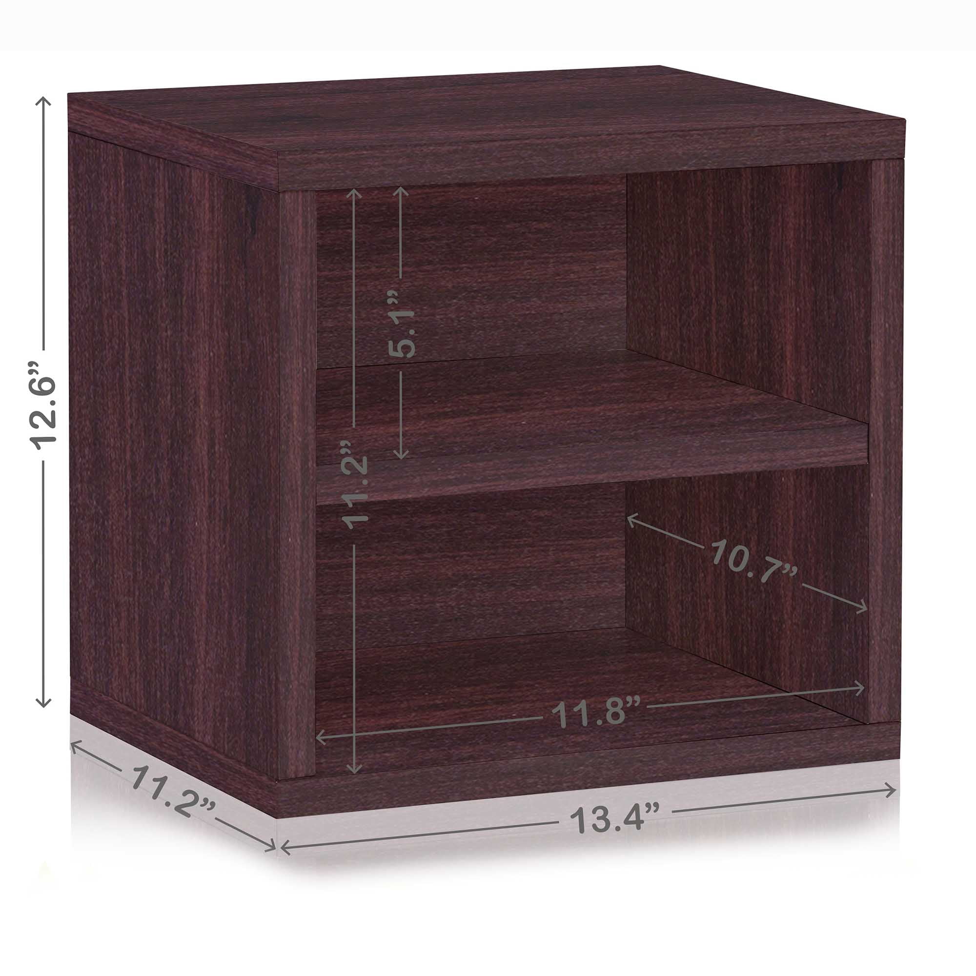Way Basics Modular Connect Shelf Cube Cubby Storage Stackable Closet Organizer Display Shelf, Espresso