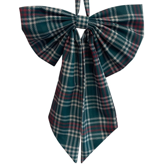 1PC Wreath Bow Front Door Hanger Large Plaid Check Bow Christmas Wreath Accessories Xmas Thanksgiving Fall Party Yard Doorway Indoor Outdoor Wall Decoration