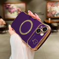 thumbnail image 3 of Zonrw Para Iphone 14 Funda Magnética Para Mujeres Y Niñas, Suave Y Lindo Marco De Onda, Forma Rizada, Corazón De Amor, Chapado De Lujo, Funda Para Teléfono Compatible Con Magsafe A Prueba De Golpes, C, 3 of 5
