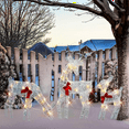 thumbnail image 5 of Set of 3 Lighted Christmas 2D Reindeers Outdoor Decorations, Pre-Lit Light Up Xmas Rudolph & Santa Sleigh with Lights, 5 of 5