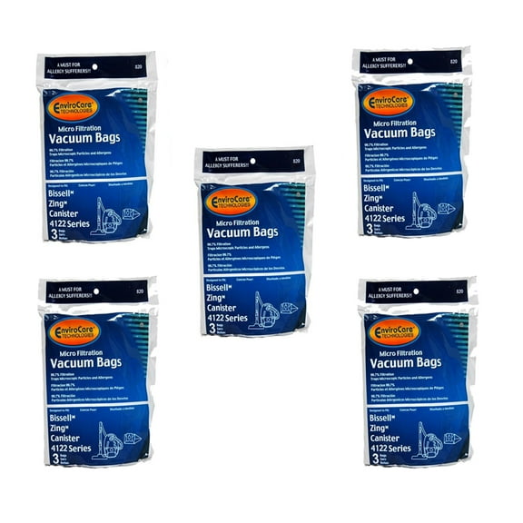 Replacement Part For Bissell Zing 4122 Series Canister Vac Bag 15 in Pack Part // 820