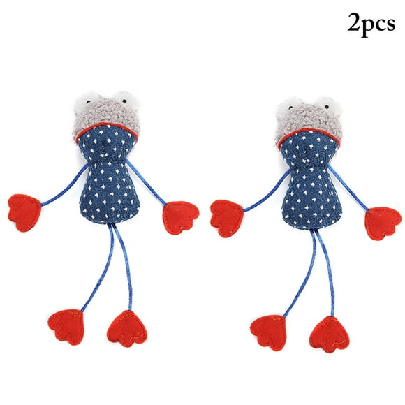 2 pièces grenouille chat jouet mignon interactif animal en peluche jouet pour animaux de compagnie à mâcher jouet oiseau chat jouet