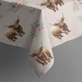 thumbnail image 5 of Beige Highland Cow Flower Pattern Square Tablecloth,Waterproof Square Table Cover,Wipeable Spillproof Washable Table Cover for Home Kitchen Party Decor 42"X42"(107x107cm), 5 of 6