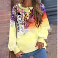 thumbnail image 1 of Qiopertar Mode Femmes Imprimé Col Rond Pull Tops Manches Longues Blouse Confortable Chandail en Molleton Offres de la Semaine Liquidation Moins de 5$ jusqu'à 90 % de Réduction, 1 of 6