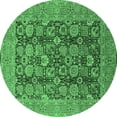 thumbnail image 1 of Ahgly Company Indoor Round Oriental Emerald Green Industrial Area Rugs, 5' Round, 1 of 4