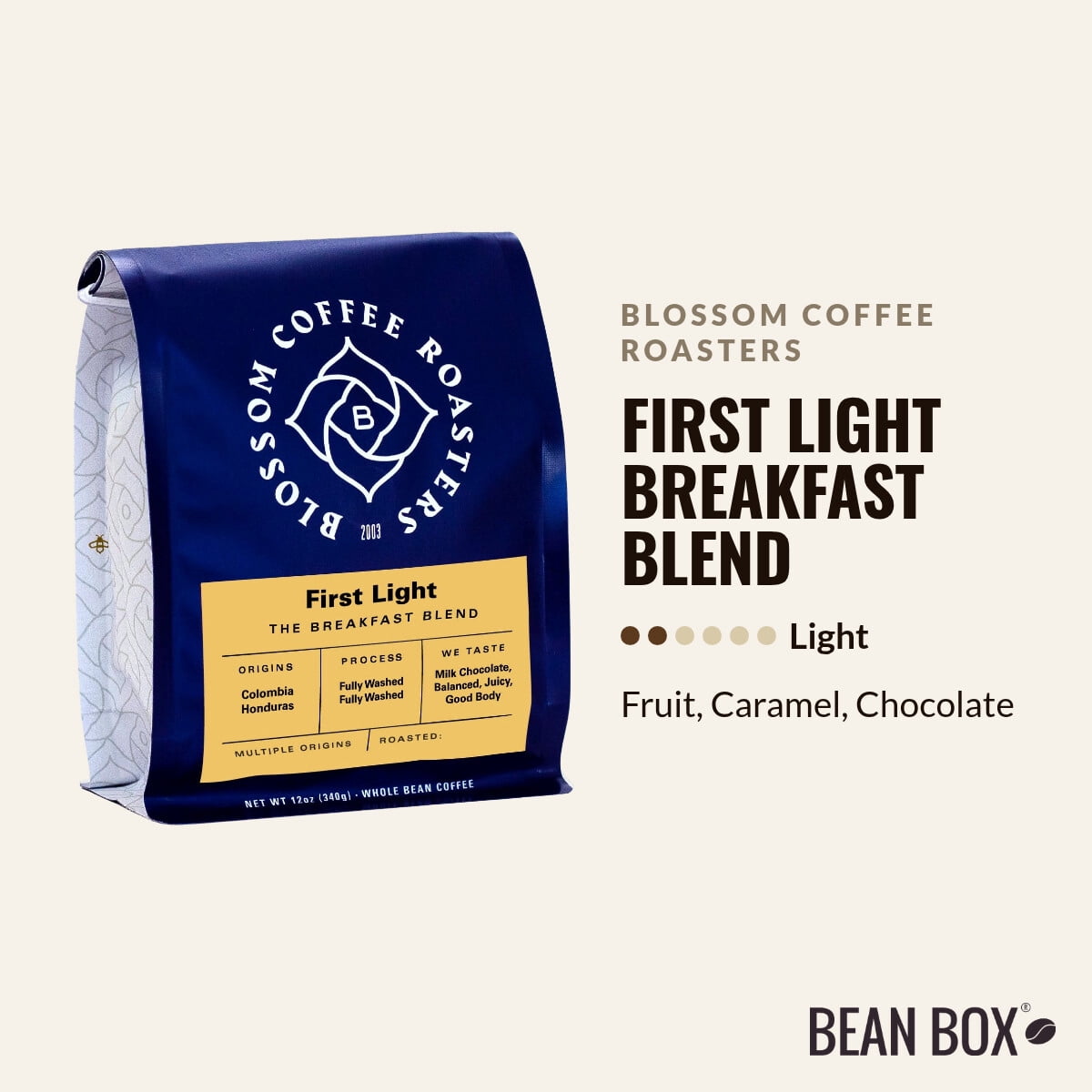 First Light Breakfast Blend - Roasted by Blossom Coffee Roasters - Whole Bean Coffee - 2lb Bag