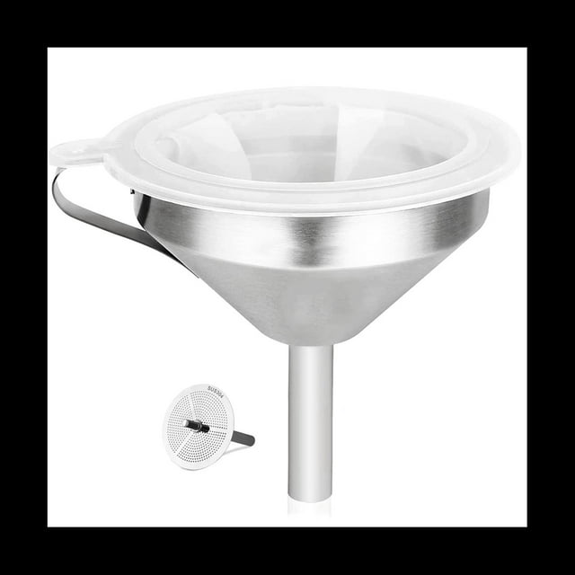 Embudo de Cocina de Acero Inoxidable 304 de 5,9 Pulgadas con Colador de Filtro de Alimentos de 200 para Transferir LíQuidos, Aceite, Hacer Mermelada