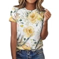thumbnail image 1 of UANWENN T-Shirt à Manches Courtes Imprimé Floral Décontracté Col Rond pour Femmes Grande Taille Hauts d'Entraînement Longs pour Femmes Hauts de Noël Grande Taille pour Femmes, 1 of 8