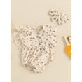 thumbnail image 2 of Suealasg Newborn Infant Girls Summer Rompers +Headband Fly Sleeve Crew Neck Button Front Bodysuits 3 6 12 18 Months Baby Girl Clothes, 2 of 6