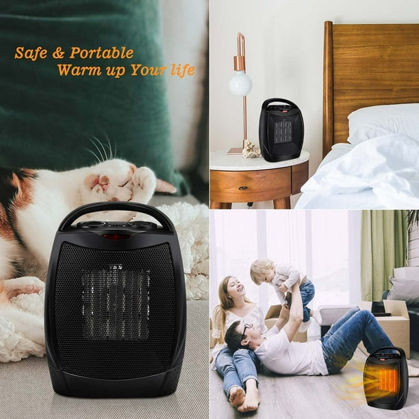 Space Heater for indoor use Electric Portable Heaters with Thermostat 750W 1500W Small Mini Ceramic Heater Energy Efficient Quiet Desk Heater for