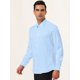 thumbnail image 3 of Camisas de manga larga sólidas para hombres Camisas de vestir ajustadas con cuello de punto y botones Azul claro L Unique Bargains Camisa, 3 of 6