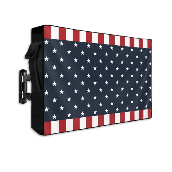 Independence Day 4th of July Outdoor TV Cover 48 to 50 Inch Weatherproof, Patriot American Flag 600D Oxford TV Covers with Waterproof Zipper, Outside Flat TV Screen Protector Size 48"W x 30"H x 4.5"D