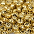 thumbnail image 3 of 200 Unids Granos de acrílico Sunnimix de Alfabeto para DIY 7 x 4 mm oro, 3 of 8