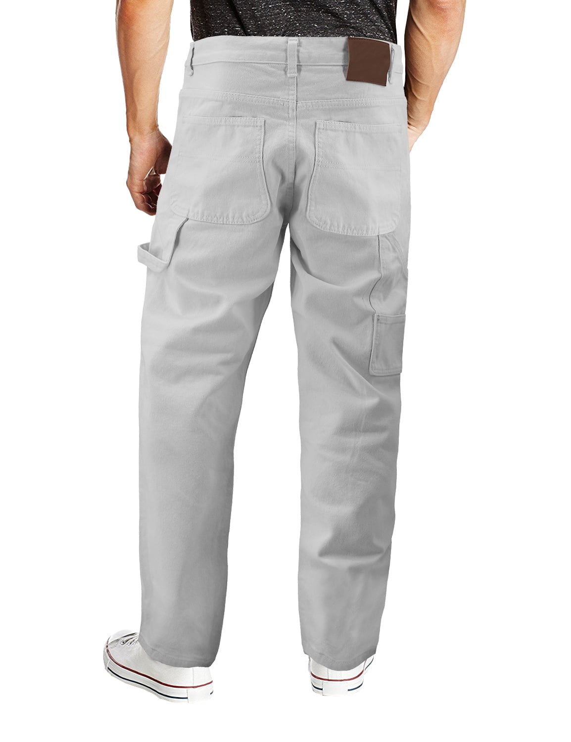 Men's Carpenter Work Jeans Loop Relaxed Fit Casual Cotton Denim Pants (White, 38x32) - Walmart.com