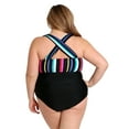 thumbnail image 2 of Lysa Women's Plus Size Paris Vertical Stripe One Piece Swimsuit 0X 1X 2X 3X, 2 of 2