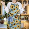 thumbnail image 6 of Blue Green Leaf Sunflower Pattern Apron-Garden Aprons for Women with Pockets-Cotton Linen Waterproof Kitchen Cooking Gardening Aprons Adjustable for Kitchen,Cooking,BBQ and Salon 33x27 Inch, 6 of 7