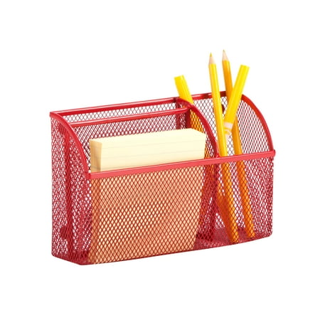 Honey Can Do Mesh Office Organizer with 3 Compartments, Multicolor