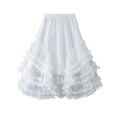 thumbnail image 4 of VBEWZET Girls Polka Dot Mesh Tiered Tulle Midi Skirt, Ruffle Layered Cake Tutu Long Skirt, Korean Elastic Waist Maxi Skirt for Girls Spring Autumn White 13-14 Years, 4 of 5