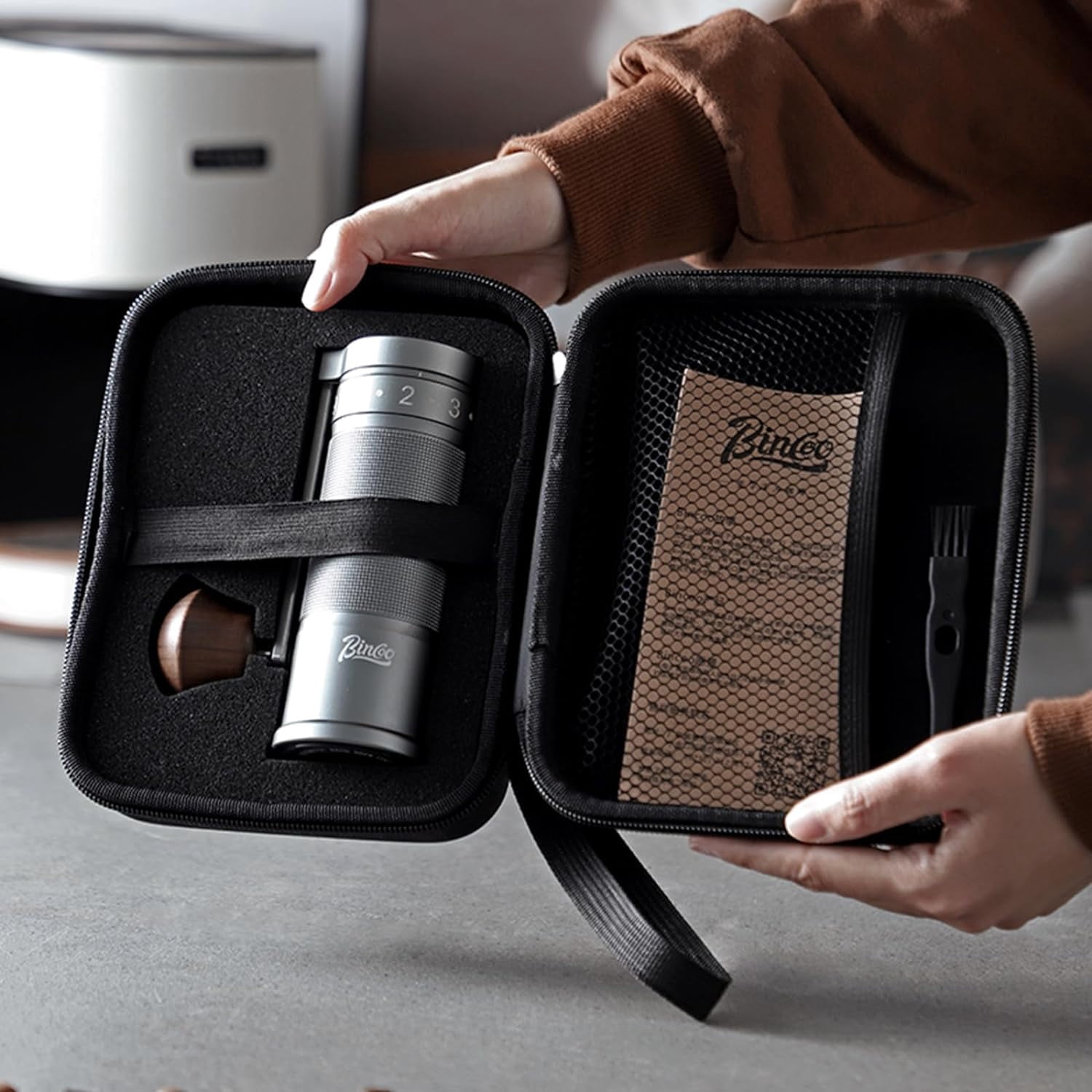 Manual Coffee Grinder with CNC Steel Burr and 9 Precision Settings for Espresso to French Press