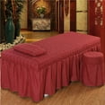 thumbnail image 2 of DOLITY Jupe de Lit de Massage Beauté avec Trou Taie d'Oreiller et Housse de Tabouret 185x70cm Rouge_2 Rouge-P, 2 of 6