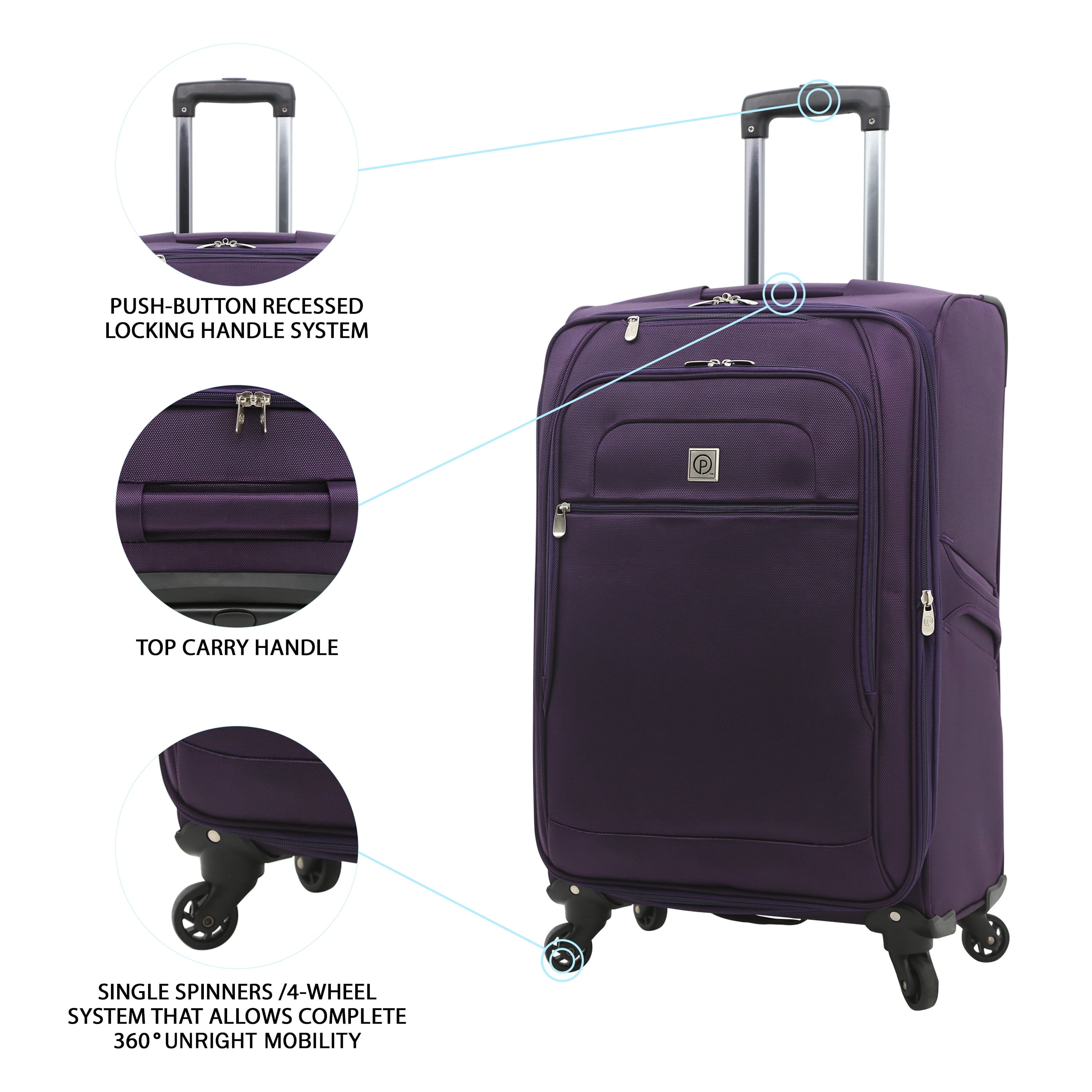 Protege 24-inch Arendale Check-in Rolling Spinner Upright Luggage - Purple