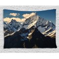 thumbnail image 1 of Lake House Decor Tapestry, Snowy Mountain Summit Clouds in Sky Tranquility in Wild Nature Theme, Wall Hanging for Bedroom Living Room Dorm Decor, 80W X 60L Inches, White Black Blue, by Ambesonne, 1 of 2