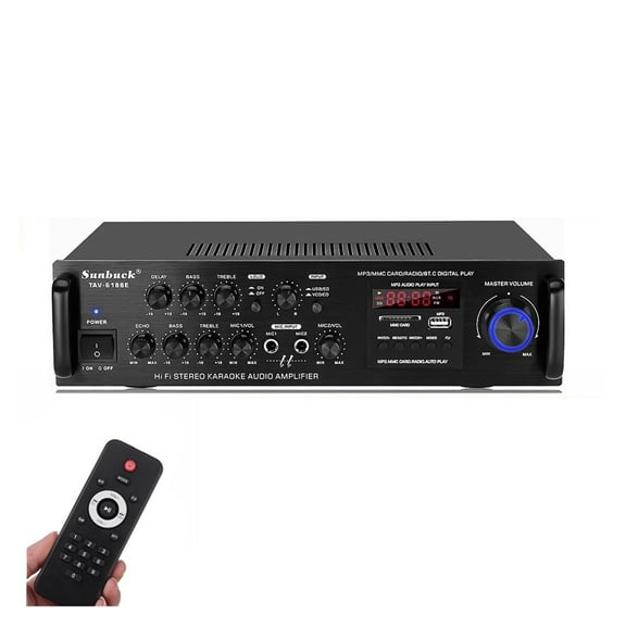2500W HIFI Bluetooth Power Amplifier Car/Home Theater Digital Power Audio Amplificador for Speaker Treble Bass Control FM USB SD ,Easy to Operate