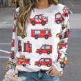 thumbnail image 2 of Fire Engine Car Truck Womens Casual Crewneck Sweatshirt Long Sleeve Tops Cute Pullover Loose Fit, 2 of 7