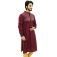 thumbnail image 3 of Atasi Men's Maroon Linen Long Kurta Casual Shirt Style Ethnic Wear-Medium, 3 of 8