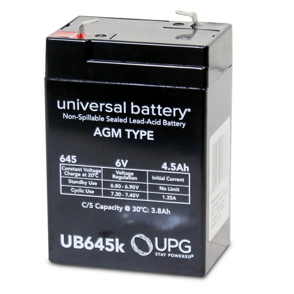 Universal Power Group 6 Volt 4.5Ah AGM Battery, F1 Terminal for Game Feeders, UB645