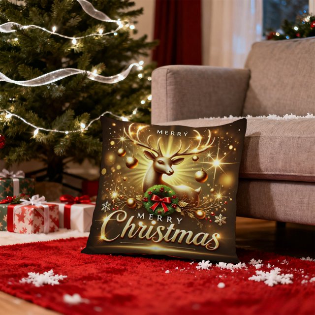 Funda de almohada de poliéster con adornos navideños de 45 x 45 cm, funda de almohada navideña, decoración navideña, funda de cojín para sofá, decoración de Halloween, decoración de otoño, decoración