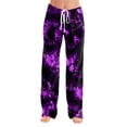 thumbnail image 4 of Evdexr Halloween Pajamas for Women 2026 Pumpkin Ghost Jack O Lantern Printed Pajama Pants Drawstring Wide Leg Palazzo Trousers Holiday Lounge Breathable Pants L, 4 of 7