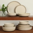 thumbnail image 4 of Gibson Elite Laguna Bliss 16 Piece Stoneware Reactive Glaze (Service for 4) Ceramic Plates and Bowls Dinnerware Set - Matte Cream White W/ Terracotta Bottom, 4 of 16
