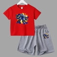 thumbnail image 3 of Conjunto de 2 piezas de camiseta y pantalones cortos informales para niños y adolescentes, de algodón, de manga corta, para verano, 3 of 5