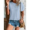thumbnail image 3 of TEMOFON Summer Short Sleeve T Shirts for Women Casual Loose Tunic Tops Comfortable Crew Neck Tops for Womens Clothes Eyelet Embroidery Blouses Shirts, 3 of 8