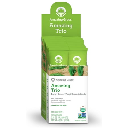 UPC 829835000760 product image for Amazing Grass Amazing Trio Alfalfa, Barley, & Wheatgrass Powder, 15 Packets | upcitemdb.com