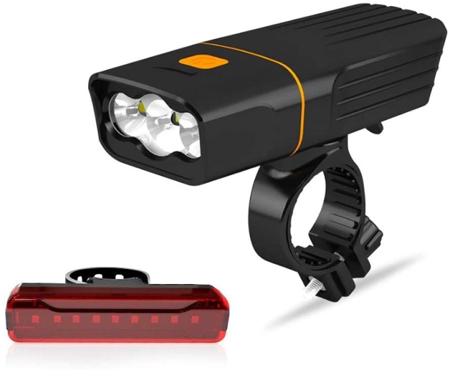 USB Rechargeable LED Bicycle Bike Front Headlight and Rear Tail Light Set Bright