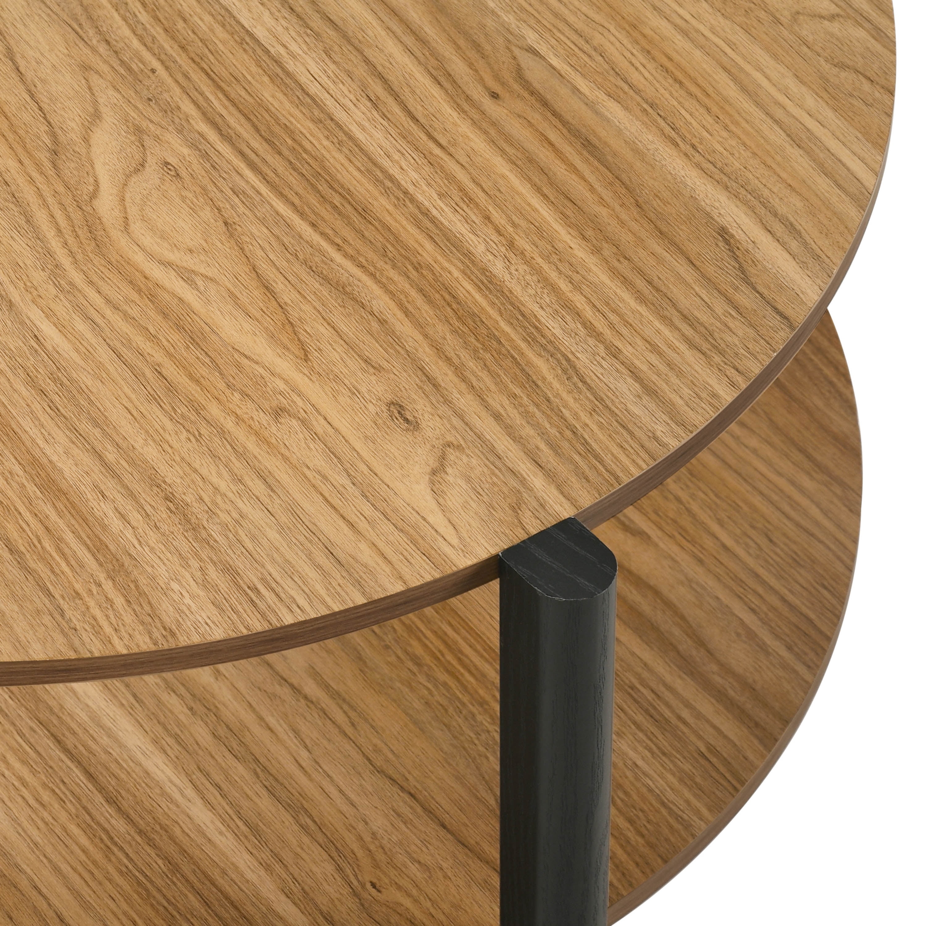 Furniture of America Afra Modern Wood Round Coffee Table with Open Bottom Shelf, Walnut