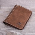 thumbnail image 1 of Cartera para hombre, billetera corta de cuero esmerilado, billetera vertical retro de tres pliegues, billetera con múltiples tarjetas, esperando a los jóvenes, 1 of 4