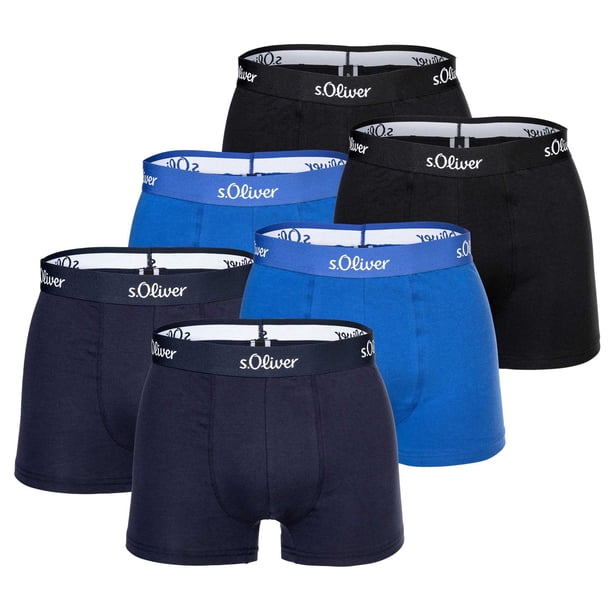 s.Oliver Calzoncillos para hombre, paquete de 6 - Boxer Briefs, Algodón Stretch Azul L