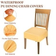 thumbnail image 3 of Paquete de 2 fundas de asiento de silla de comedor de PU, fundas elásticas para cojines de silla, protectores traseros impermeables para comedor, cocina, dormitorio, amarillo, 3 of 7