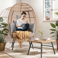 thumbnail image 3 of DWVO Outdoor Egg Chair with Footrest, Patio Wicker Basket Chair with Stand and Cushion Cocoon Chair - Gray, 3 of 14